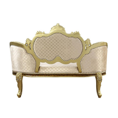 ACME Furniture - Desiderius Bench - Beige Fabric, Antique Gold & Hand Paint Brown - BD20007 view 4