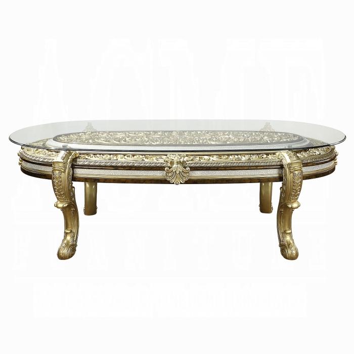 ACME Furniture - Desiderius Dining Table - Antique Gold & Hand Paint Brown - DN60000 view 2
