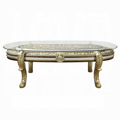 ACME Furniture - Desiderius Dining Table - Antique Gold & Hand Paint Brown - DN60000 view 2