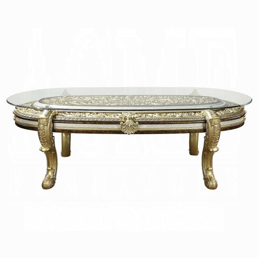 ACME Furniture - Desiderius Dining Table - Antique Gold & Hand Paint Brown - DN60000 view 2
