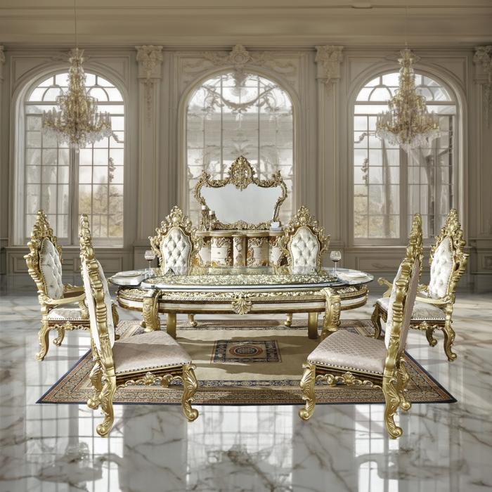 ACME Furniture - Desiderius Dining Table - Antique Gold & Hand Paint Brown - DN60000 view 4