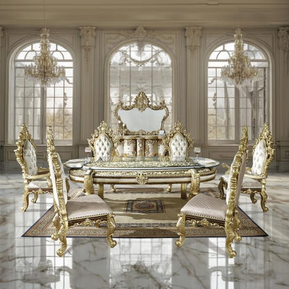 ACME Furniture - Desiderius Dining Table - Antique Gold & Hand Paint Brown - DN60000 view 4