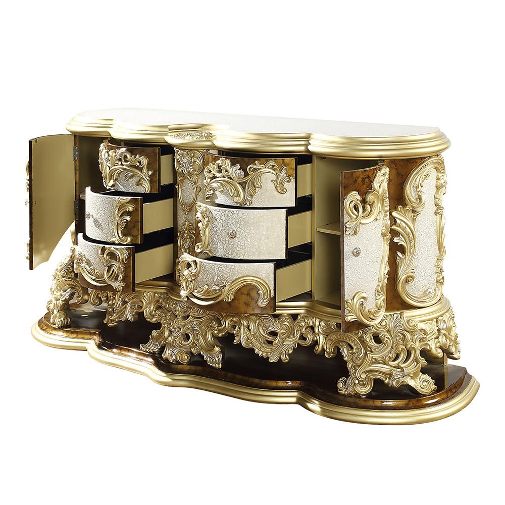ACME Furniture - Desiderius Dresser - Antique Gold & Hand Paint Brown - BD20005 view 2