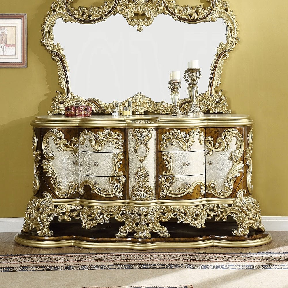 ACME Furniture - Desiderius Dresser - Antique Gold & Hand Paint Brown - BD20005 view 6