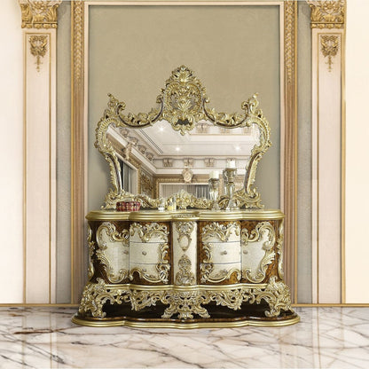 ACME Furniture - Desiderius Dresser - Antique Gold & Hand Paint Brown - BD20005 view 7