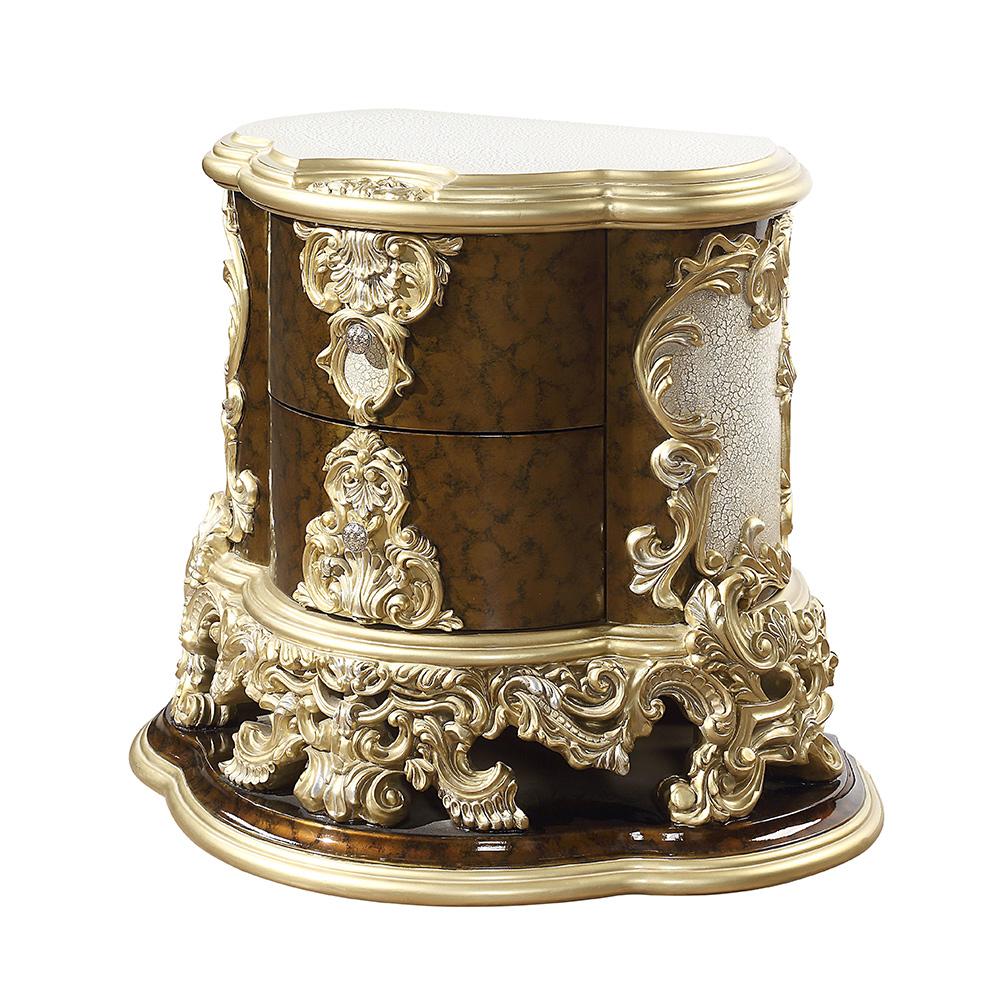 ACME Furniture - Desiderius Nightstand - Antique Gold & Hand Paint Brown - BD20003 view 1