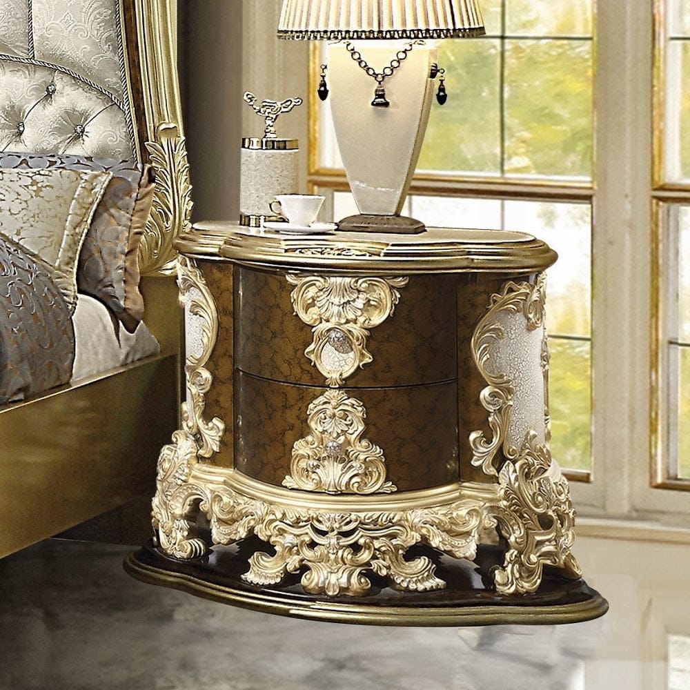 ACME Furniture - Desiderius Nightstand - Antique Gold & Hand Paint Brown - BD20003 view 6