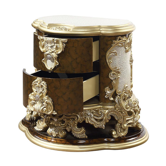 ACME Furniture - Desiderius Nightstand - Antique Gold & Hand Paint Brown - BD20003 veiw 2