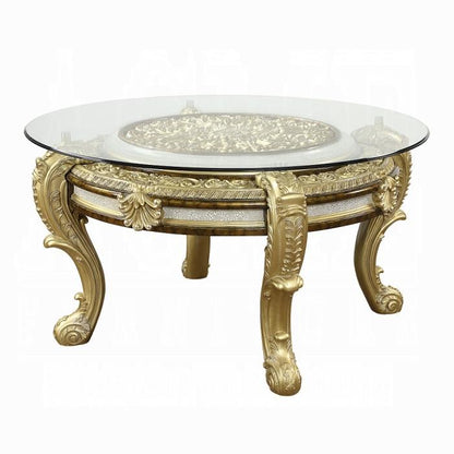 ACME Furniture - Desiderius Round Dining Table - Antique Gold & Hand Paint Brown - DN60005 view 1