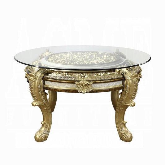 ACME Furniture - Desiderius Round Dining Table - Antique Gold & Hand Paint Brown - DN60005 view 2