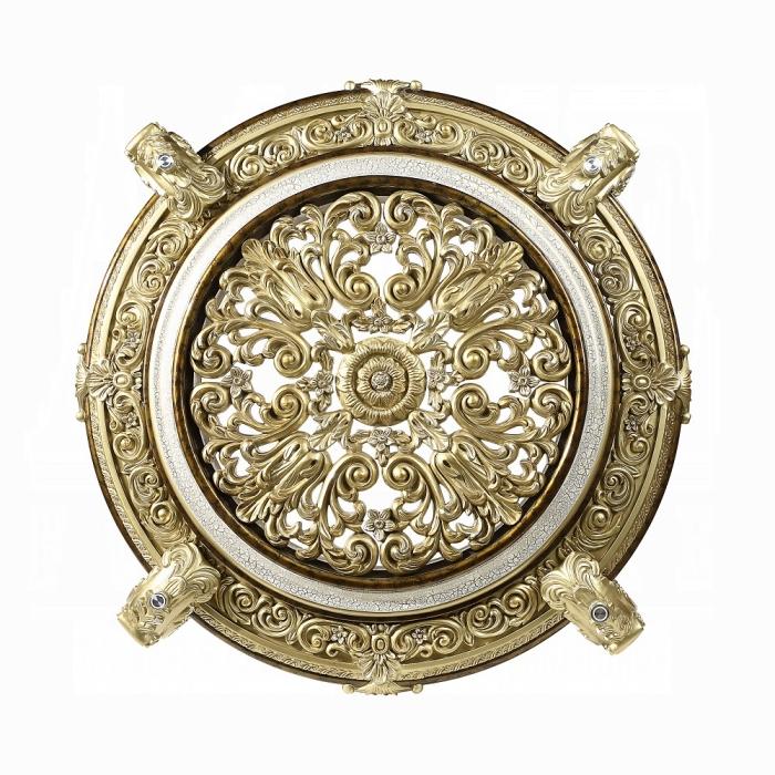ACME Furniture - Desiderius Round Dining Table - Antique Gold & Hand Paint Brown - DN60005 view 3