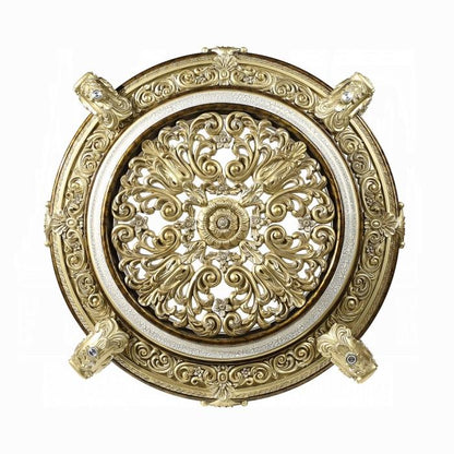 ACME Furniture - Desiderius Round Dining Table - Antique Gold & Hand Paint Brown - DN60005 view 3