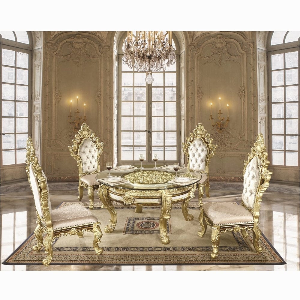 ACME Furniture - Desiderius Round Dining Table - Antique Gold & Hand Paint Brown - DN60005 view 5