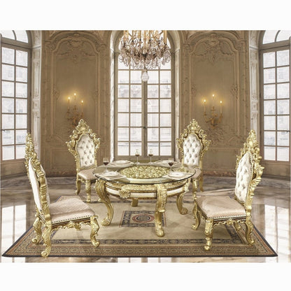 ACME Furniture - Desiderius Round Dining Table - Antique Gold & Hand Paint Brown - DN60005 view 5