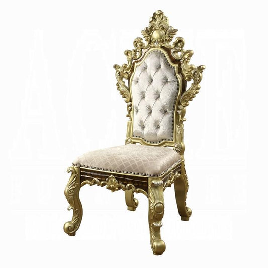 ACME Furniture - Desiderius Side Chair (Set of 2) - Beige Fabric, Antique Gold & Hand Paint Brown - DN60001 view 2