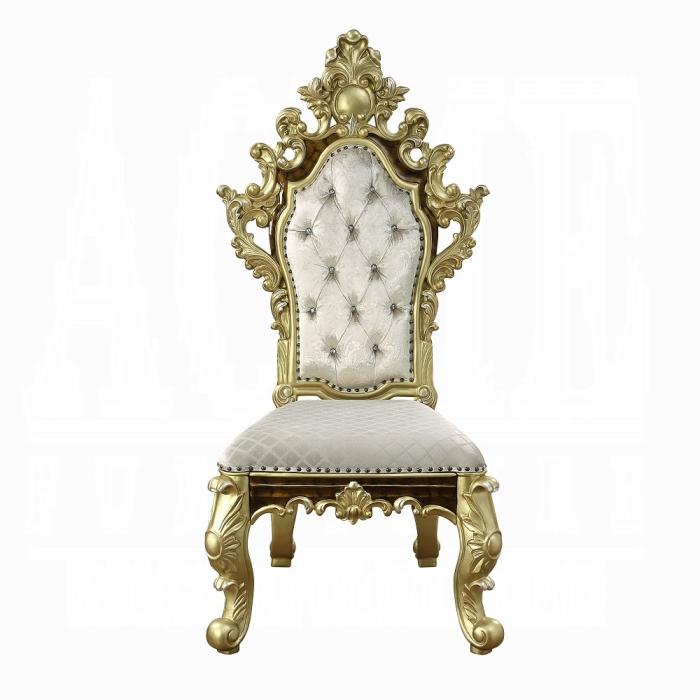 ACME Furniture - Desiderius Side Chair (Set of 2) - Beige Fabric, Antique Gold & Hand Paint Brown - DN60001 view 3