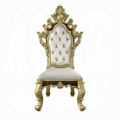 ACME Furniture - Desiderius Side Chair (Set of 2) - Beige Fabric, Antique Gold & Hand Paint Brown - DN60001 view 3