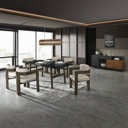 ACME Furniture - Destin Dining Table - Sintered Stone & Walnut Finish - DN03075 view 5