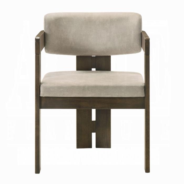 ACME Furniture - Destin Side Chair - Light Gray Fabric & Walnut Finish - DN03076 view 2