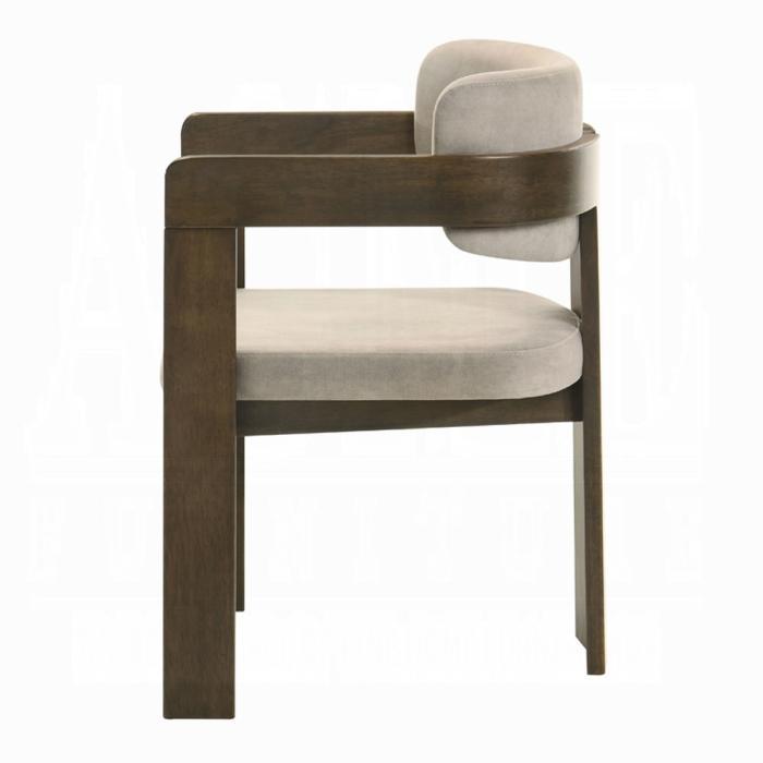 ACME Furniture - Destin Side Chair - Light Gray Fabric & Walnut Finish - DN03076 view 3