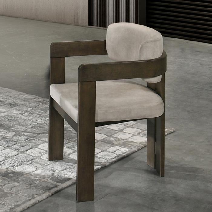 ACME Furniture - Destin Side Chair - Light Gray Fabric & Walnut Finish - DN03076 view 5