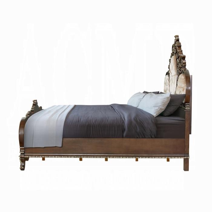 ACME Furniture - Devany Eastern King Bed - Cream Fabric & Cherry Finish - BD03061EK view 3