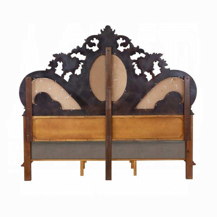 ACME Furniture - Devany Eastern King Bed - Cream Fabric & Cherry Finish - BD03061EK view 4