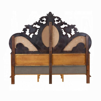 ACME Furniture - Devany Eastern King Bed - Cream Fabric & Cherry Finish - BD03061EK view 4