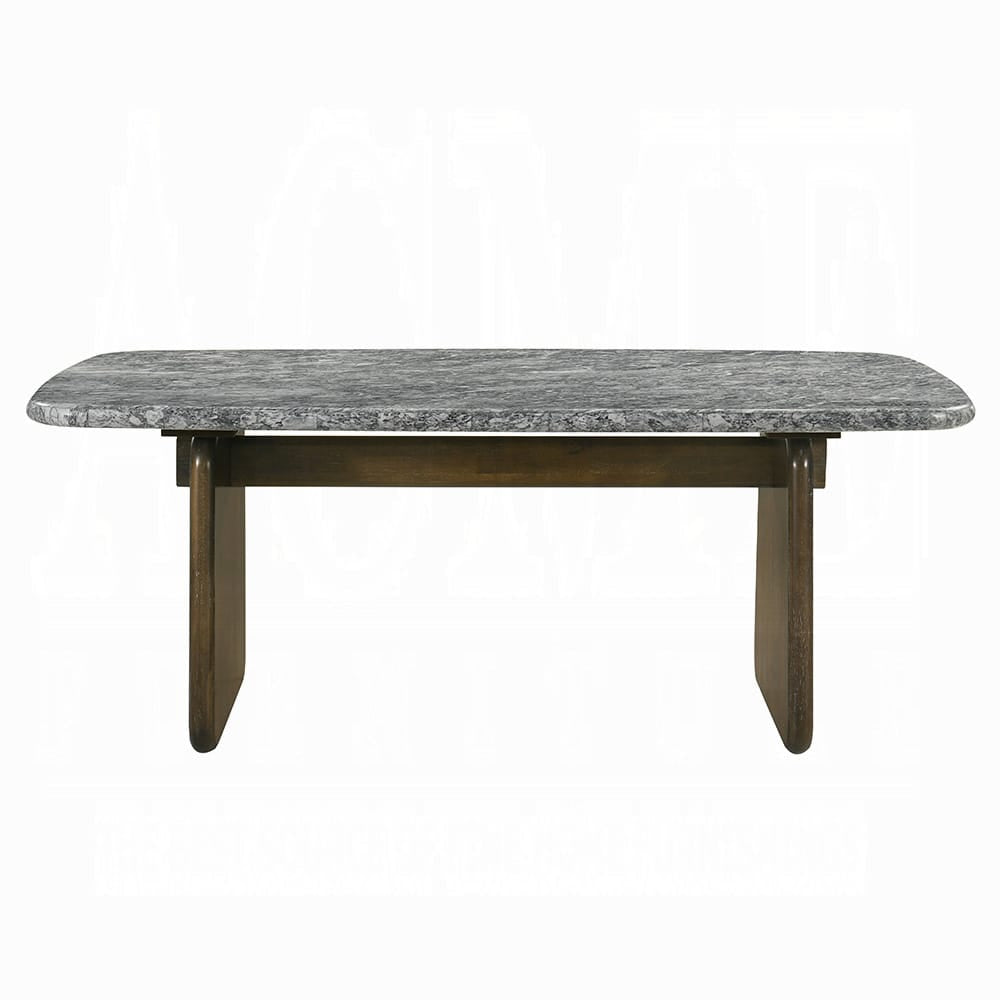 ACME Furniture - Dillon - Dining Table w/Natural Marble Top - Natural Marble Top & Walnut  - DN04815 view 2
