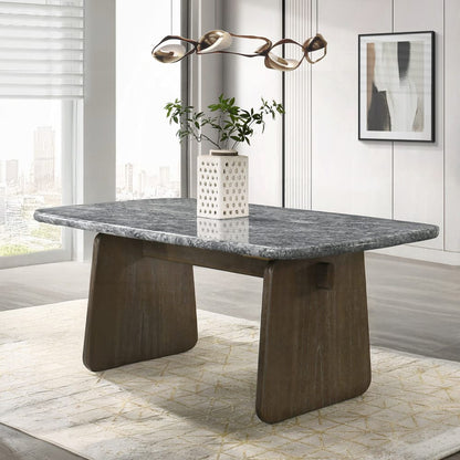 ACME Furniture - Dillon - Dining Table w/Natural Marble Top - Natural Marble Top & Walnut  - DN04815 view 4