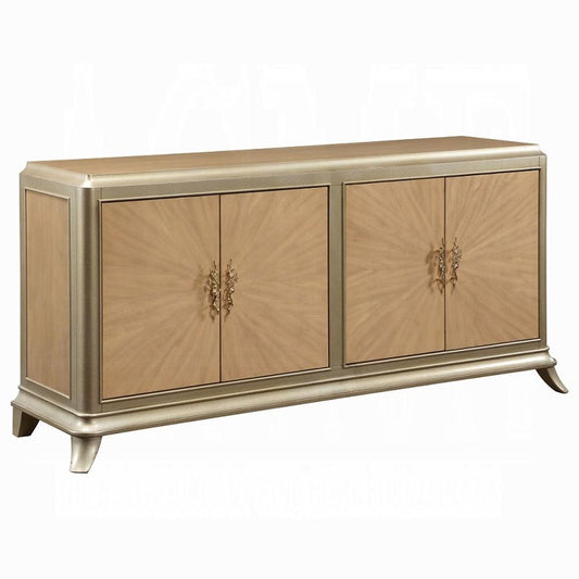 ACME Furniture - Dodie Console Cabinet - Oak Sunburst Pattern & Taupe Champagne Finish - AC02504 veiw 1