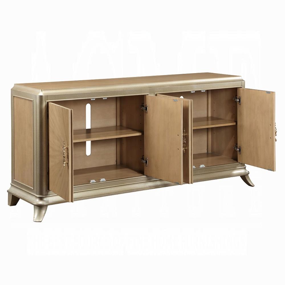 ACME Furniture - Dodie Console Cabinet - Oak Sunburst Pattern & Taupe Champagne Finish - AC02504 veiw 3