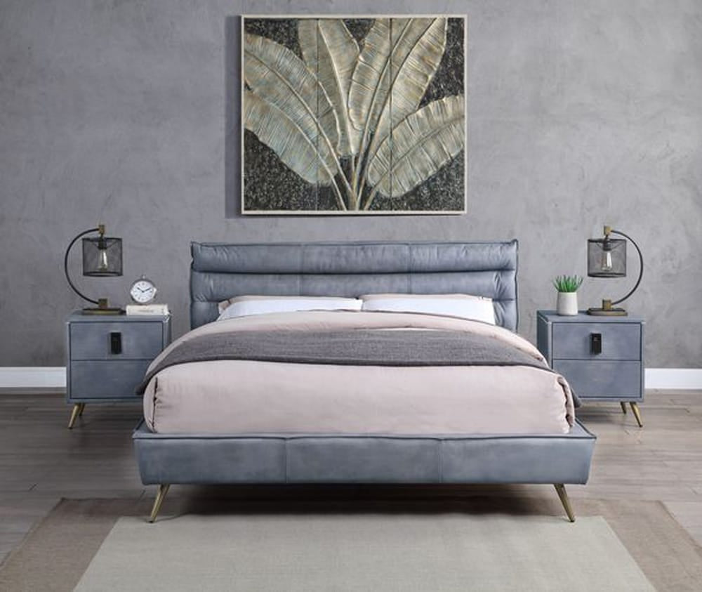 ACME Furniture - Doris - Eastern King Bed - Gray Top Grain Leather - BD00562EK view 4
