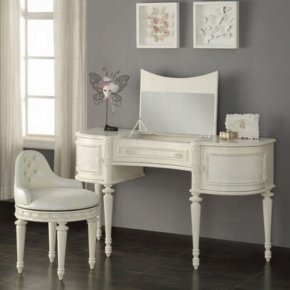 ACME Furniture - Dorothy Chair w/Swivel - Pearl White Synthetic Leather & Ivory - BD02272 view 4
