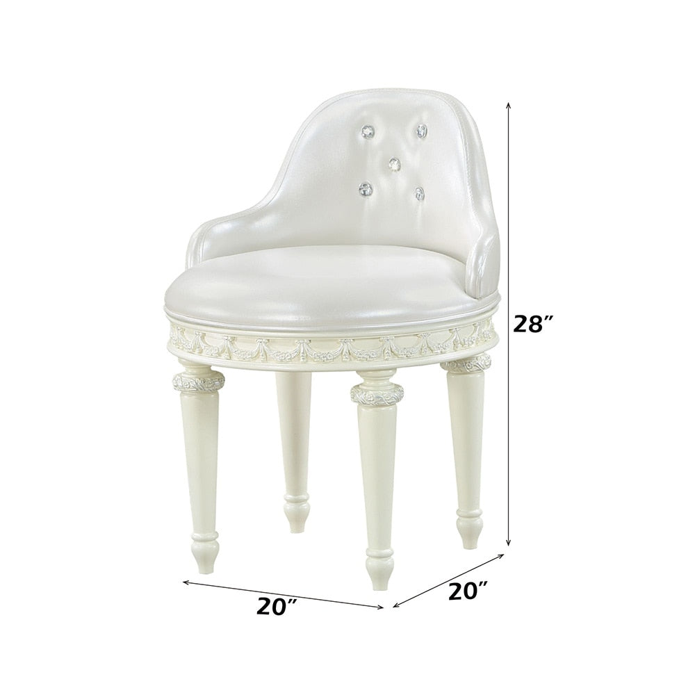 ACME Furniture - Dorothy Chair w/Swivel - Pearl White Synthetic Leather & Ivory - BD02272 veiw 3