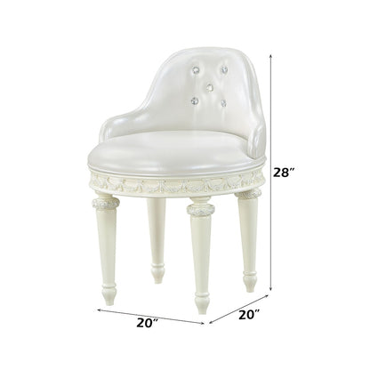 ACME Furniture - Dorothy Chair w/Swivel - Pearl White Synthetic Leather & Ivory - BD02272 veiw 3