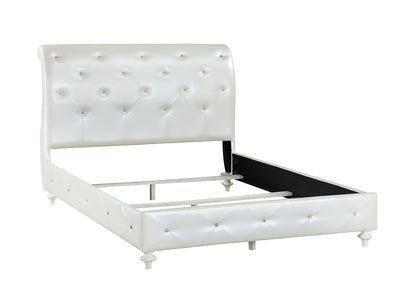 ACME Furniture - Dorothy Full Bed (Padded Sleigh) - Pearl White Synthetic Leather & Ivory - BD02264F veiw 1