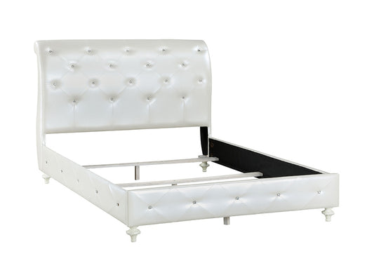 ACME Furniture - Dorothy Full Bed (Padded Sleigh) - Pearl White Synthetic Leather & Ivory - BD02264F veiw 1