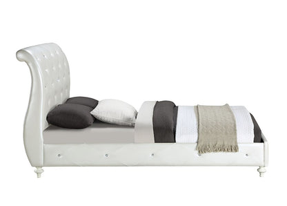 ACME Furniture - Dorothy Full Bed (Padded Sleigh) - Pearl White Synthetic Leather & Ivory - BD02264F veiw 3