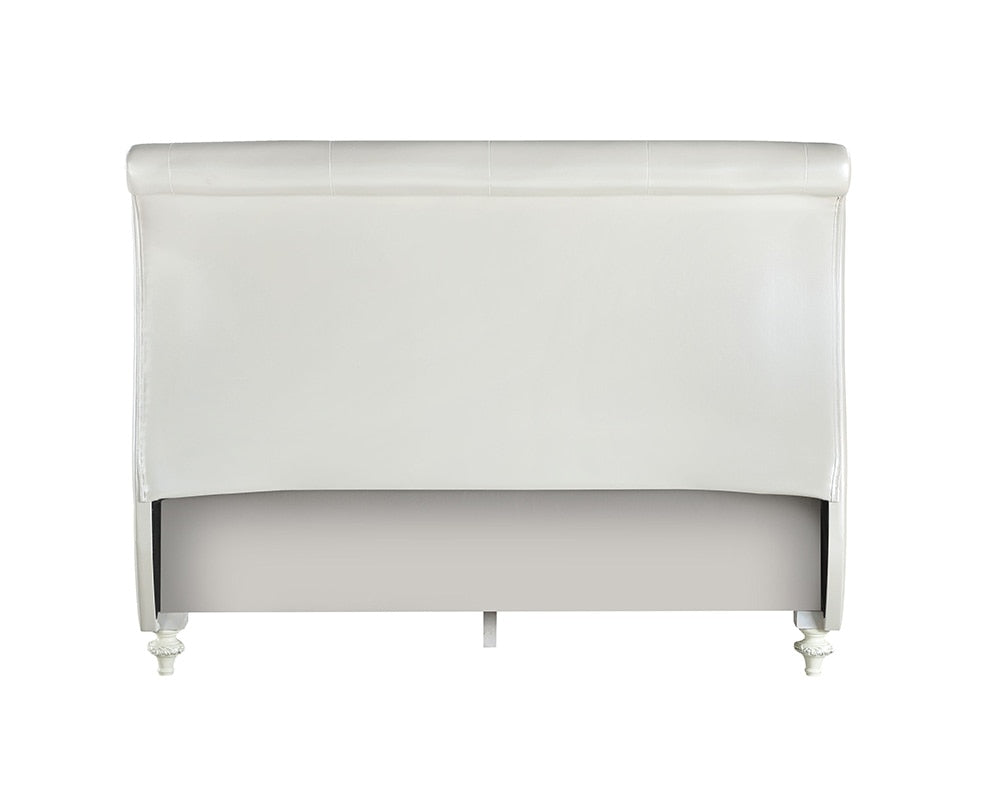 ACME Furniture - Dorothy Full Bed (Padded Sleigh) - Pearl White Synthetic Leather & Ivory - BD02264F veiw 4
