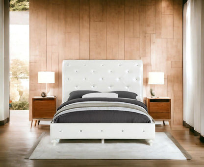 ACME Furniture - Dorothy Full Bed (Padded Sleigh) - Pearl White Synthetic Leather & Ivory - BD02264F veiw 5