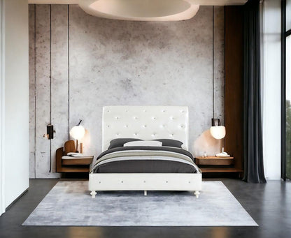 ACME Furniture - Dorothy Full Bed (Padded Sleigh) - Pearl White Synthetic Leather & Ivory - BD02264F veiw 7