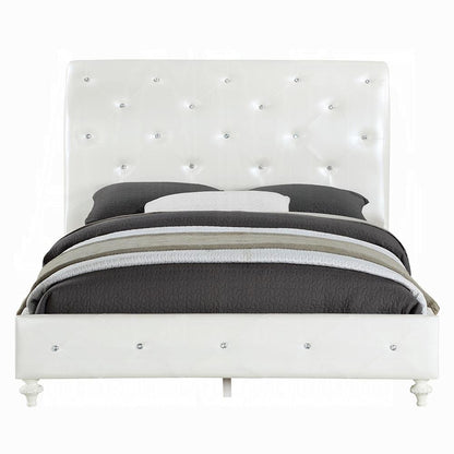 ACME Furniture - Dorothy Twin Bed (Padded Sleigh) - Pearl White Synthetic Leather & Ivory - BD02265T veiw 1