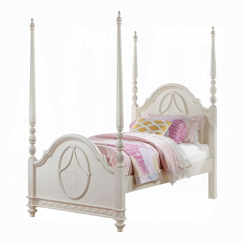 ACME Furniture - Dorothy Twin Bed (Wooden Poster) - Ivory Finish - BD02261T veiw 1