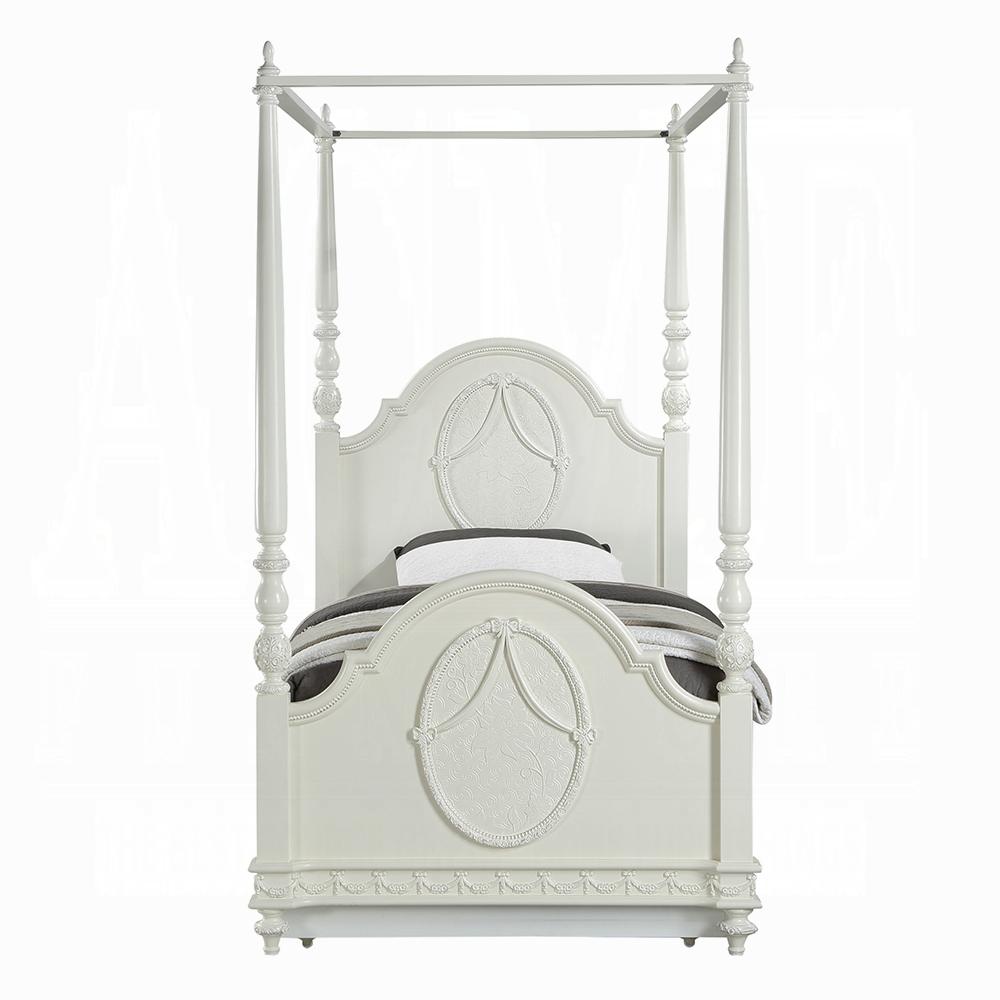 ACME Furniture - Dorothy Twin Bed (Wooden Poster) - Ivory Finish - BD02261T veiw 3