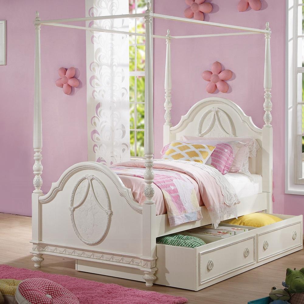 ACME Furniture - Dorothy Twin Bed (Wooden Poster) - Ivory Finish - BD02261T veiw 7