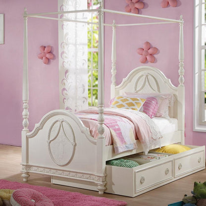 ACME Furniture - Dorothy Twin Bed (Wooden Poster) - Ivory Finish - BD02261T veiw 7