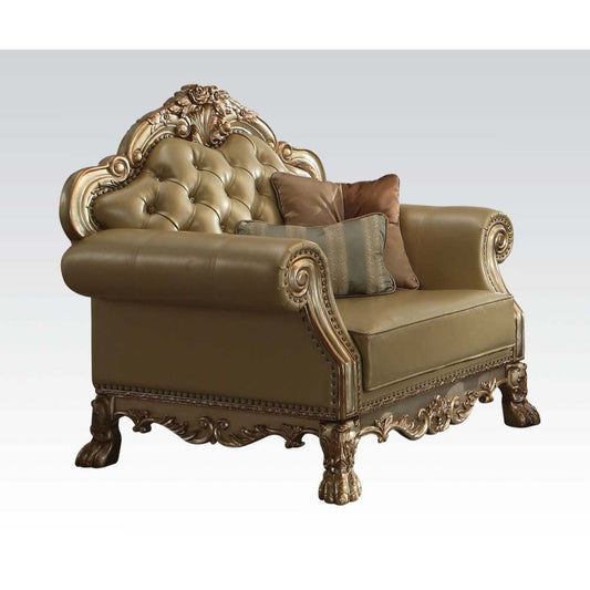 ACME Furniture - Dresden - Chair w/2 Pillows - Bone Synthetic Leather & Gold Patina - 53162A view 1