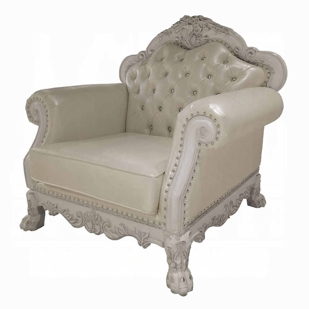 ACME Furniture - Dresden Chair w/2 Pillows - Synthetic Leather & Bone White - LV01690 view 1