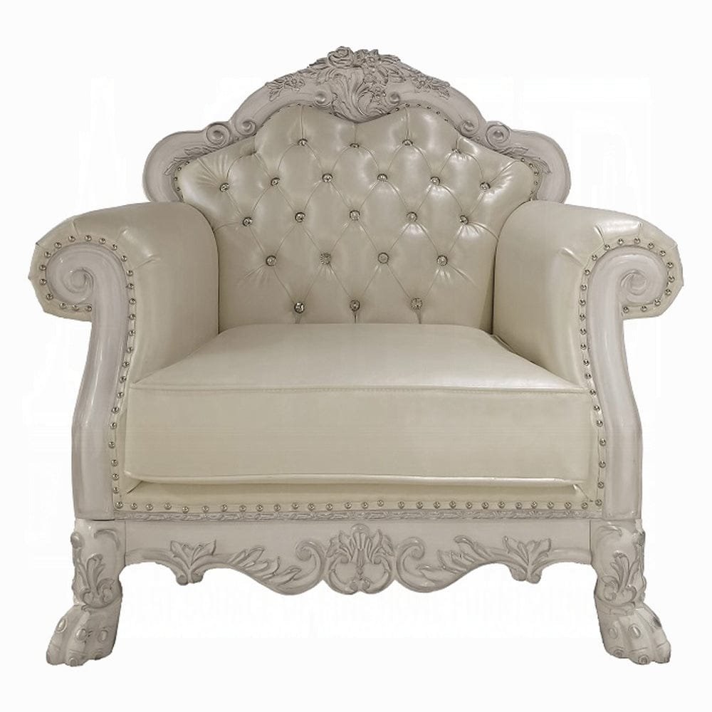 ACME Furniture - Dresden Chair w/2 Pillows - Synthetic Leather & Bone White - LV01690 view 2